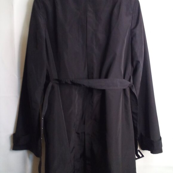 The Limited Jacket Trench Coat Women M Ruffle Belt Pockets Hidden Buttons Black - Picture 13 of 15